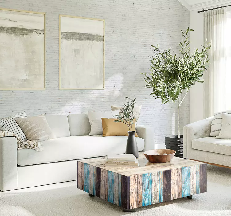 Maľované drevo obývacia izba nástenné dekorácie - Tenstickers