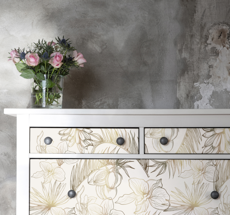 Tropické kvety nábytok obtisky - Tenstickers