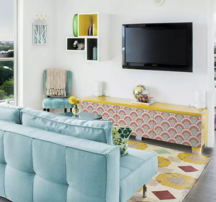 Nálepky na nábytok zakrivený vzor vlny - Tenstickers