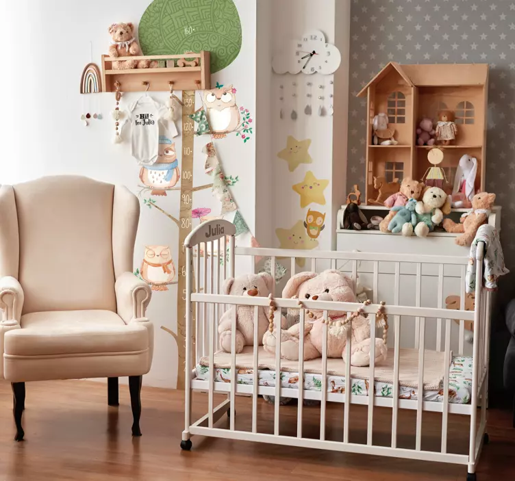 Nálepka s výškovým grafom pre deti sovy - Tenstickers