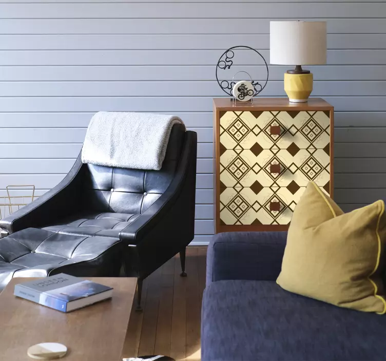 Nálepky na nábytok dizajn kosoštvorca mapuche - Tenstickers