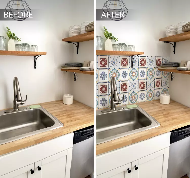 Krásna Nálepky na dlaždice v štýle cementu do kuchyne - Tenstickers