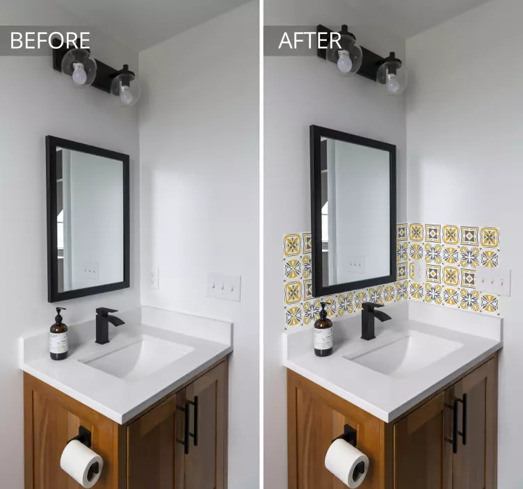 Nálepka na žlté a šedé dlaždice - Tenstickers