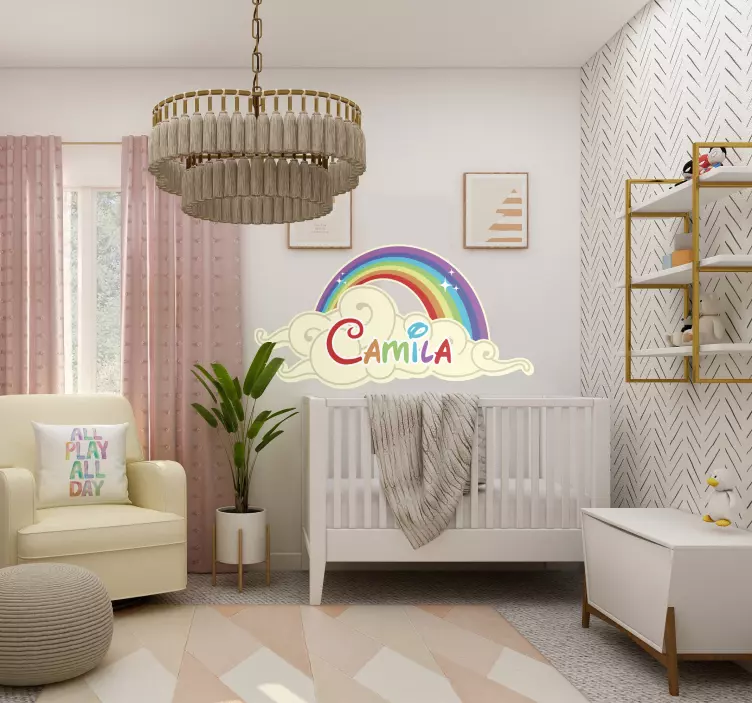 Nálepka s personalizovaným dúhovým mrakom pre deti - Tenstickers