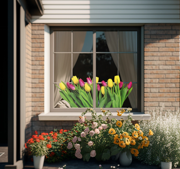 Nálepka na okno s tulipánmi z kytíc - Tenstickers