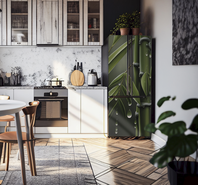 samolepky na chladničku vinilo bambú con gotas - Tenstickers