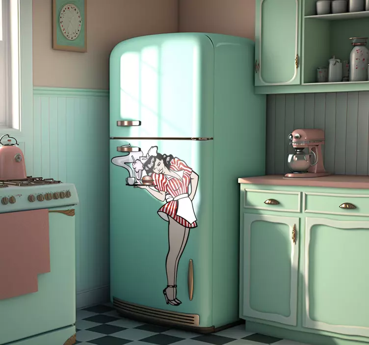 Nálepka so servírkou retro 50s - Tenstickers