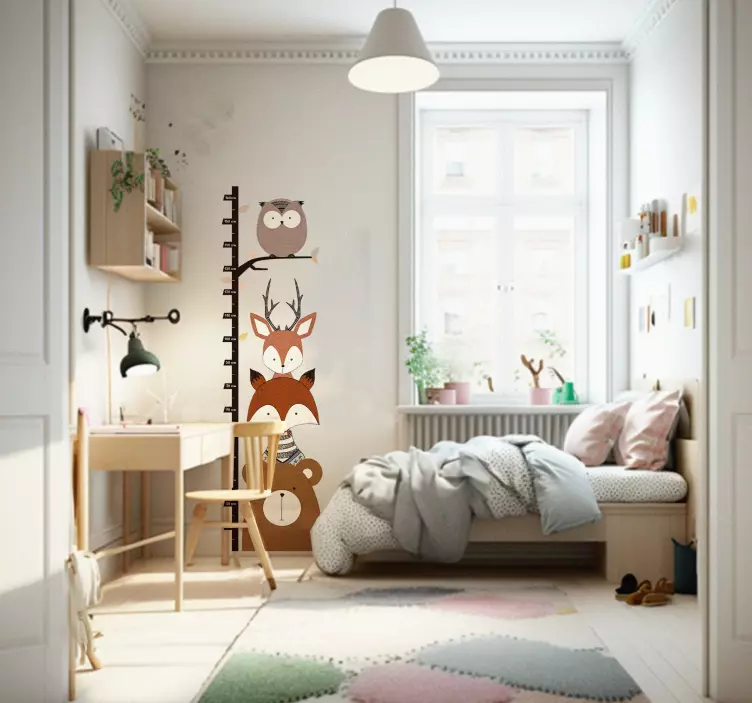 Nálepka s grafom výšky lesných zvierat - Tenstickers