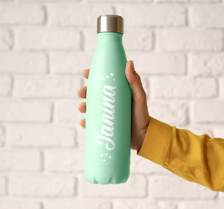 štítok s fľašou na vodu s vlastným menom - Tenstickers