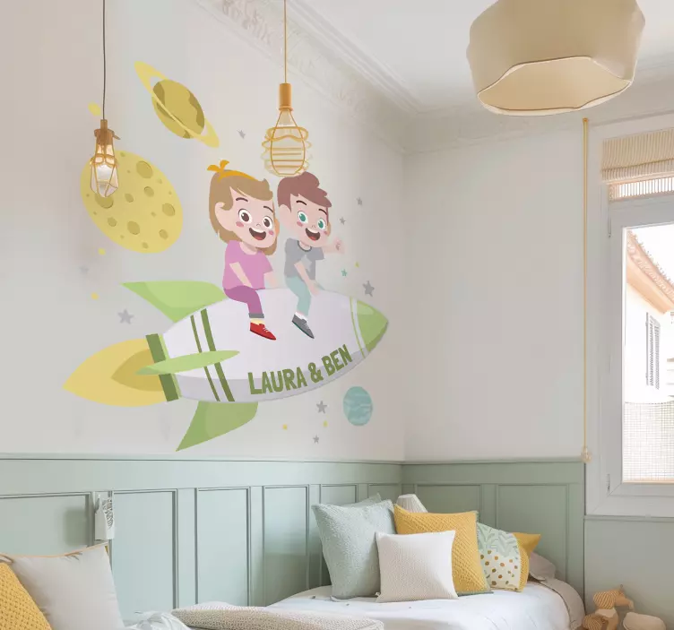 nalepky na stenu vesmir bratia na rakete - Tenstickers