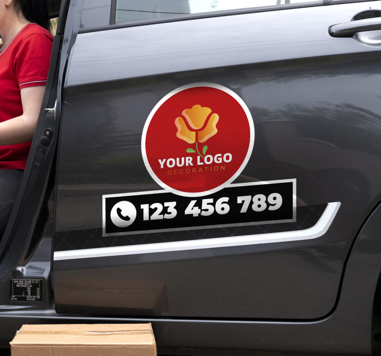 Nálepka na auto personalizované logo a telefónne číslo - Tenstickers