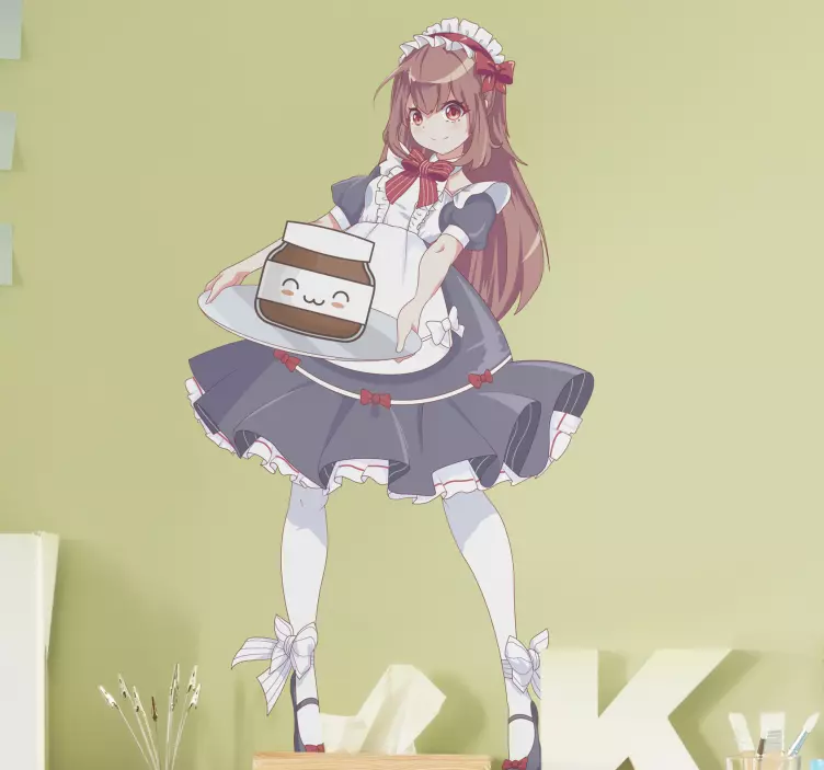 Anime dievča s nálepkou cartoon nutella - Tenstickers