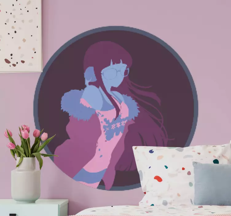 Samolepky anime okuliare dievčenská postava - Tenstickers