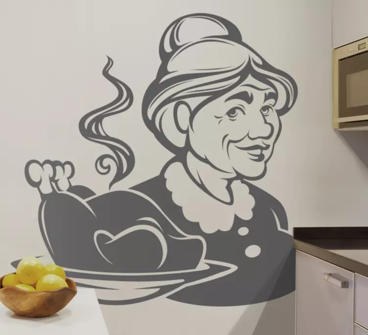 Babička drží nalepený slepý samolepiaci štítok - Tenstickers