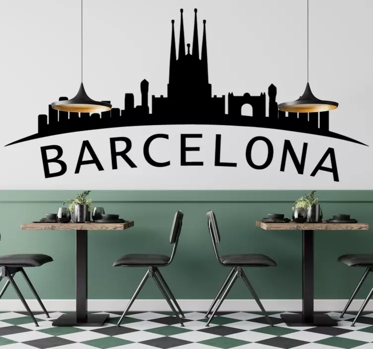 Samolepka barcelona monocolor skyline - Tenstickers