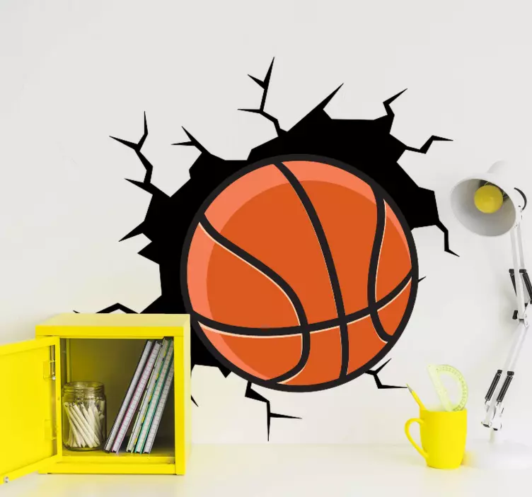 Basketbal cez stenu 3d nálepka - Tenstickers