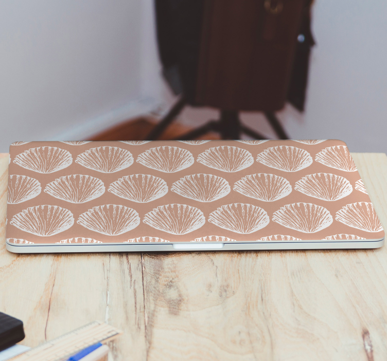 Retro mušľový vzor béžový nálepky na notebook - Tenstickers