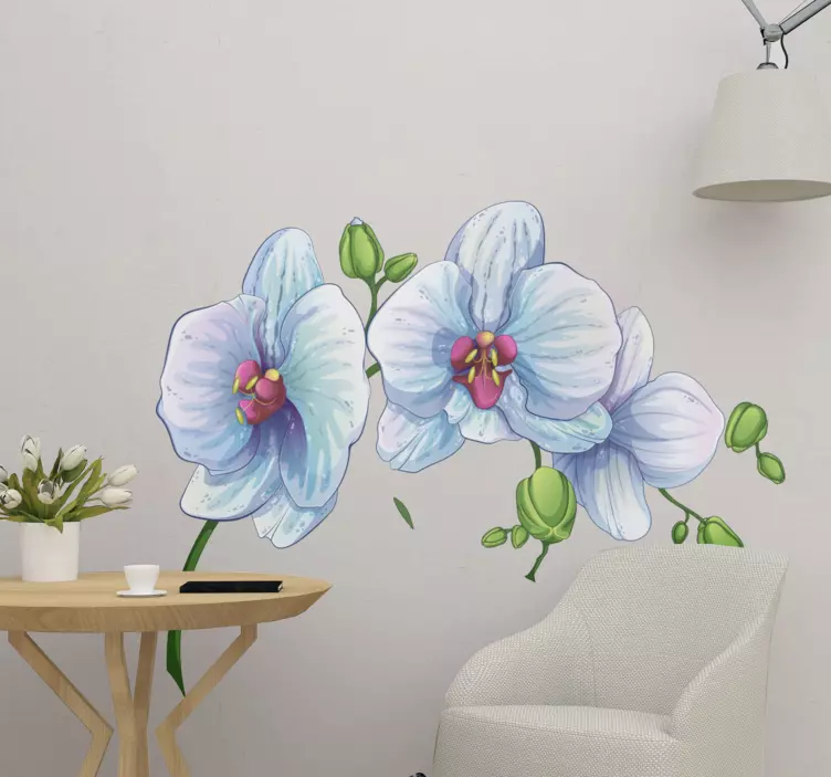 Nálepka s bielou kvetinou orchideí - Tenstickers