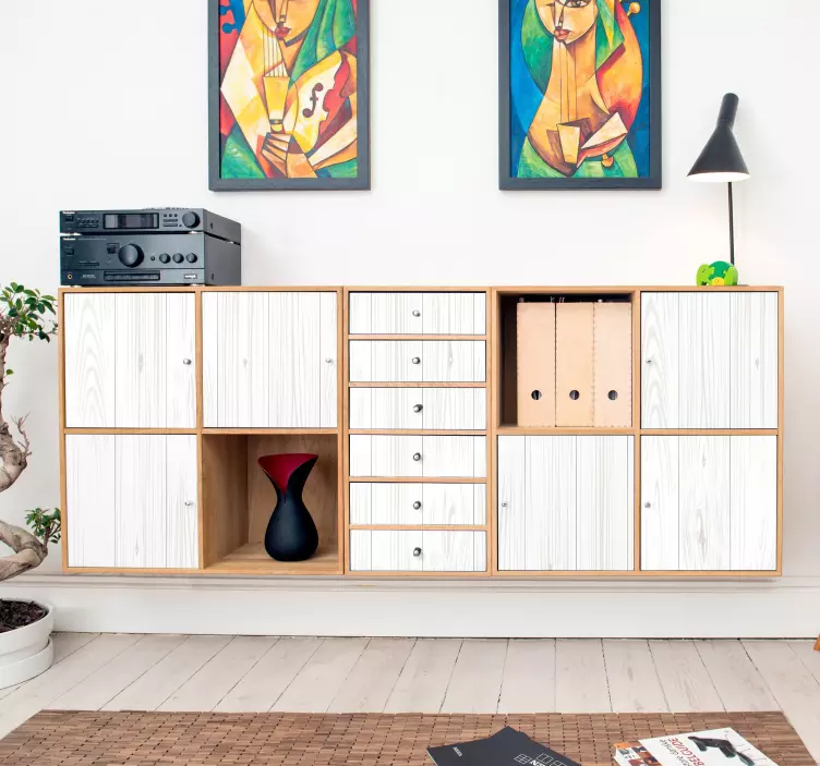 Nálepka s bielym dreveným vzorom - Tenstickers