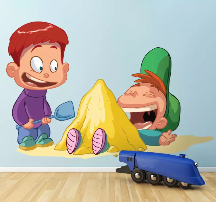 Chlapci hrajúci s detským obtiskom s pieskom - Tenstickers