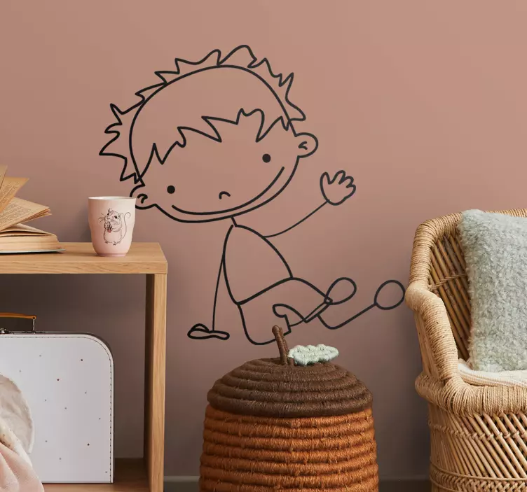 Chlapec sediaci na podlahe - Tenstickers