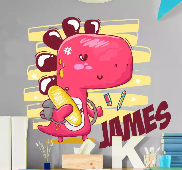 Chodenie do školy dino s nálepkou meno dinosaurus - Tenstickers