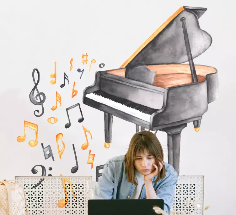 čiernobiely kancelársky obtlačok klavíra - Tenstickers