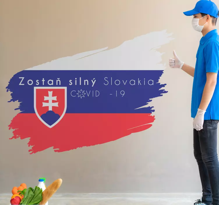 Nálepka covid 19 a slovenská vlajka - Tenstickers