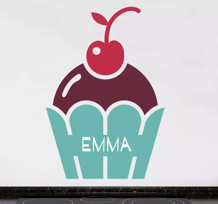 Cupcake s menom textový samolepka na stenu - Tenstickers