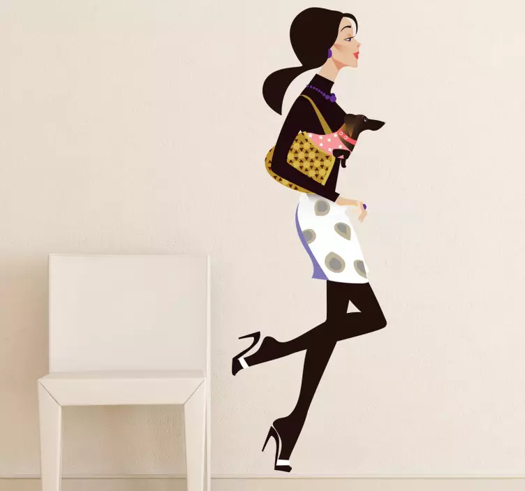 Dáma a malý pes nákupné obtisky - Tenstickers