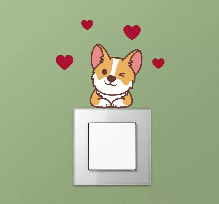 Nálepka na stenu corgi light switch - Tenstickers