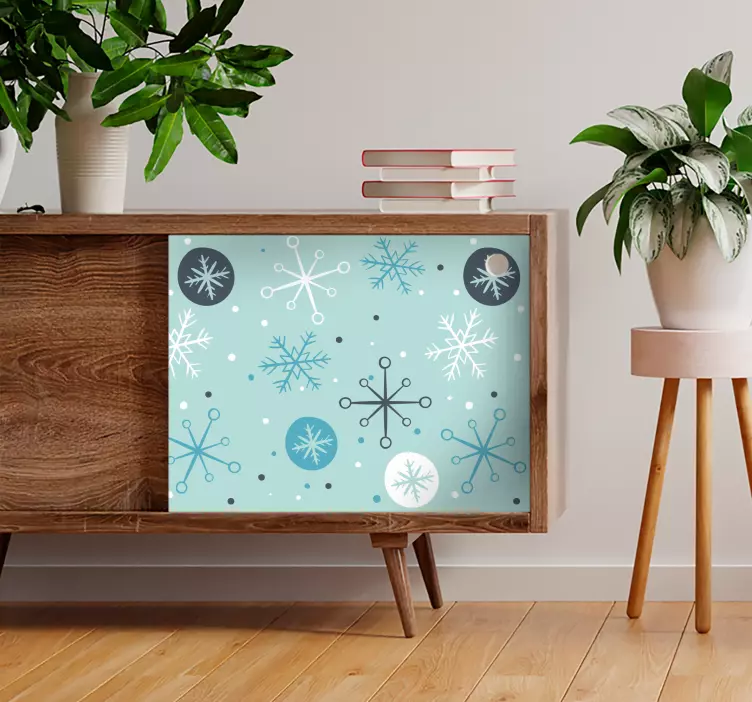 Nálepka vianočné modro a biele snehové vločky - Tenstickers