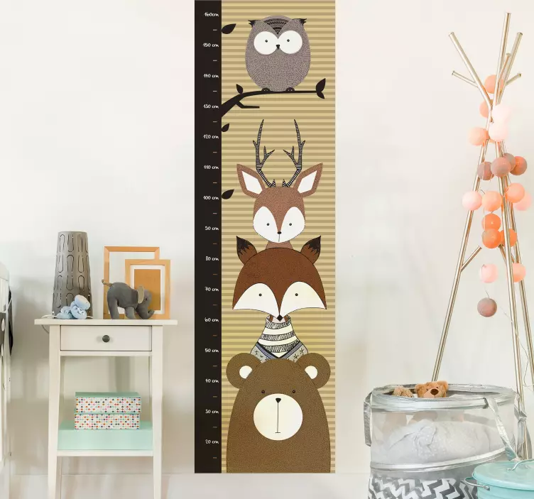 Nálepka s grafom výšky pre deti pre zvieratá - Tenstickers