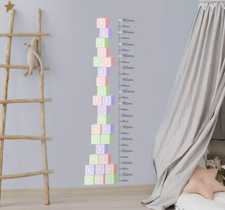 detsky meter na stenu písmenkové kocky - Tenstickers