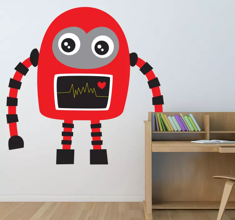Detský obtlačok červeného a čierneho robota - Tenstickers
