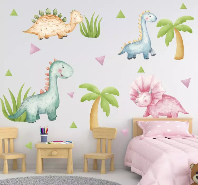 Dinosaurus roztomilé plazy samolepka na stenu dinosaura - Tenstickers