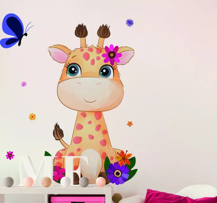 Divoká afrika pre deti žirafa dievča zviera obtisky - Tenstickers