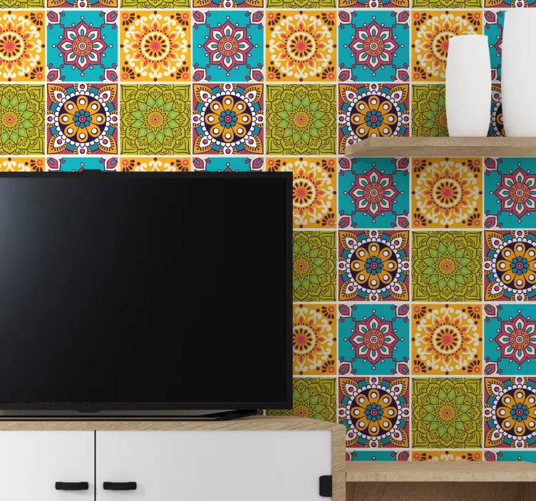 Farebné balenie nálepky na dlaždice z mandaly - Tenstickers