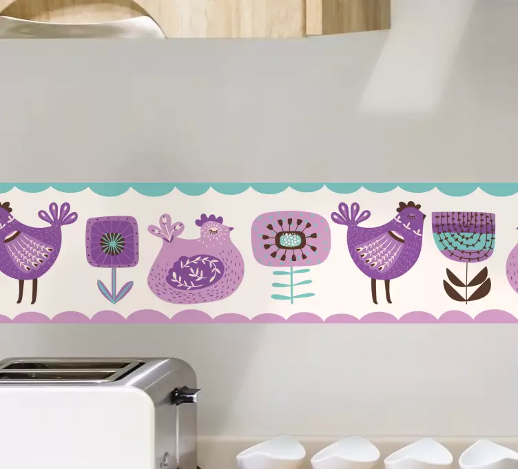 Fialová Nálepky na sliepky a kvety - Tenstickers