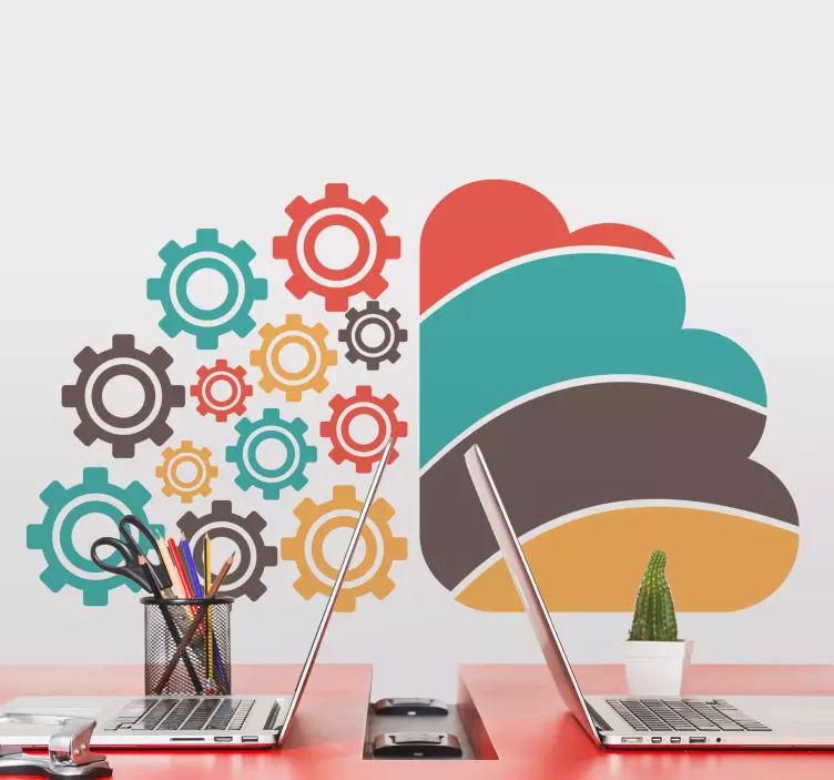 Geometrická nálepka farebné vzory ozubených koliesok - Tenstickers