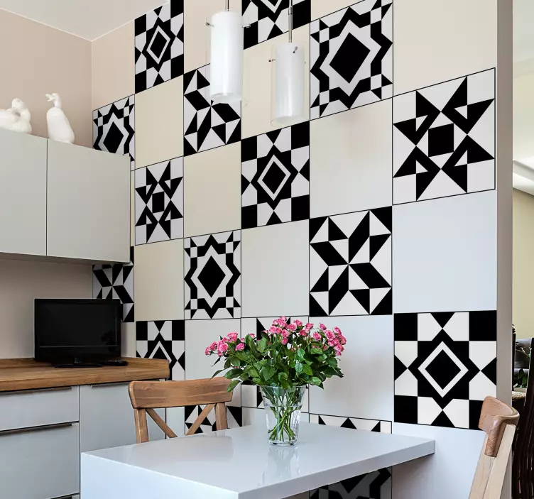 Vinylová nálepka z geometrických dlaždíc - Tenstickers