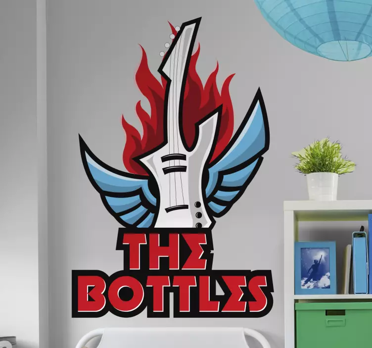 Gitara s nálepkou názvu skupiny alebo skupiny - Tenstickers