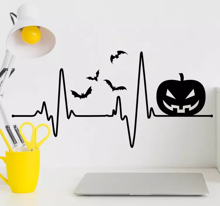 Halloweenska nálepka pulzné tekvicové netopiere - Tenstickers