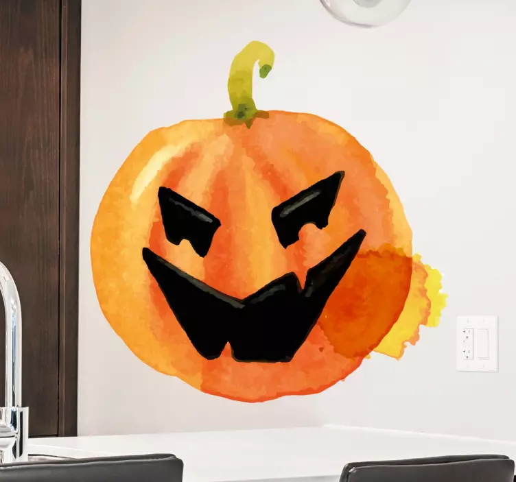 Halloweenska nálepka strašidelná tekvicová tvár - Tenstickers