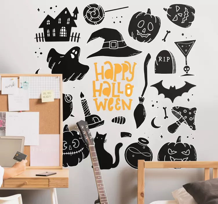 Halloweenska nálepka strašidelné prvky - Tenstickers