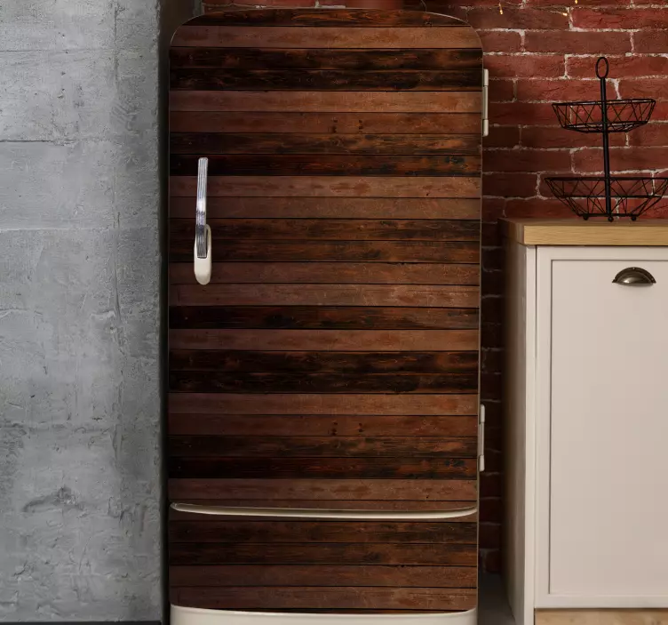 Nálepka na chladničku z hnedých horizontálnych dosiek - Tenstickers