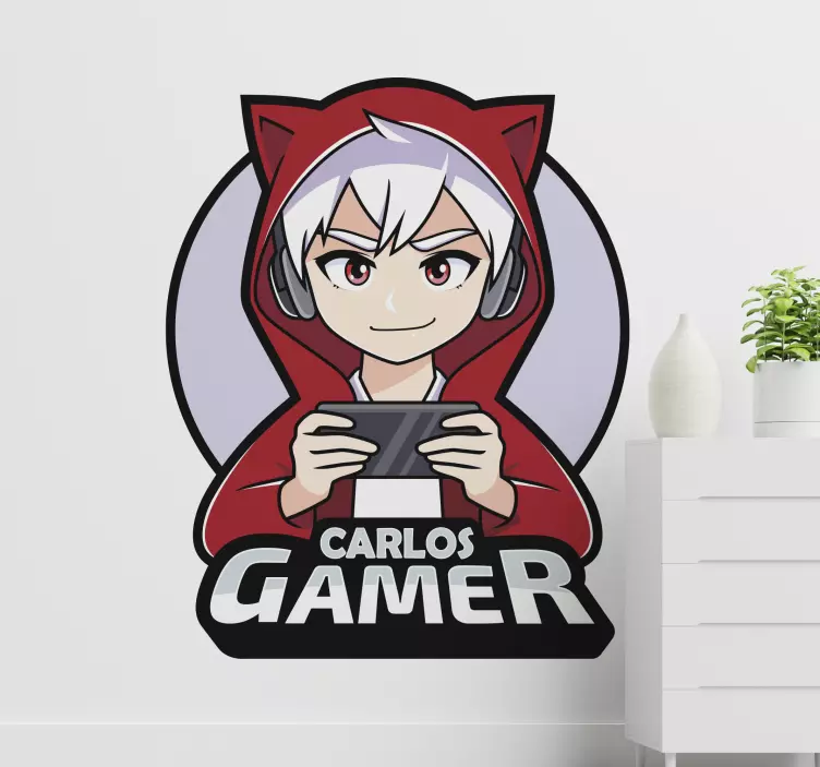Gamer anime chlapec ilustračná nálepka - Tenstickers