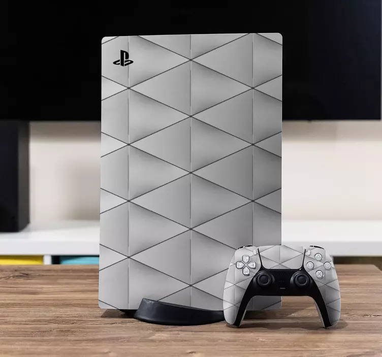 Jednoduché sivé trojuholníkové tvary samolepky ps5 - Tenstickers