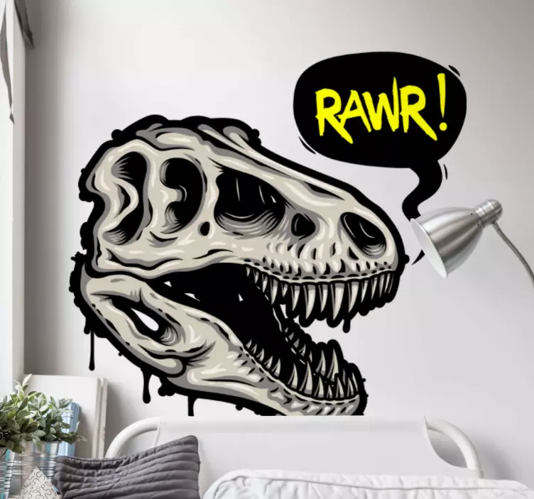 Komiksová hlava dinosaura - samolepka na stenu - Tenstickers