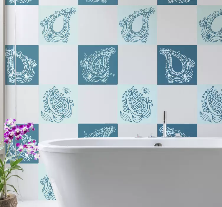 Nálepka s kvetinovým vzorom paisley - Tenstickers